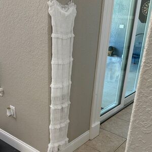 Commense White Ruffled Dress